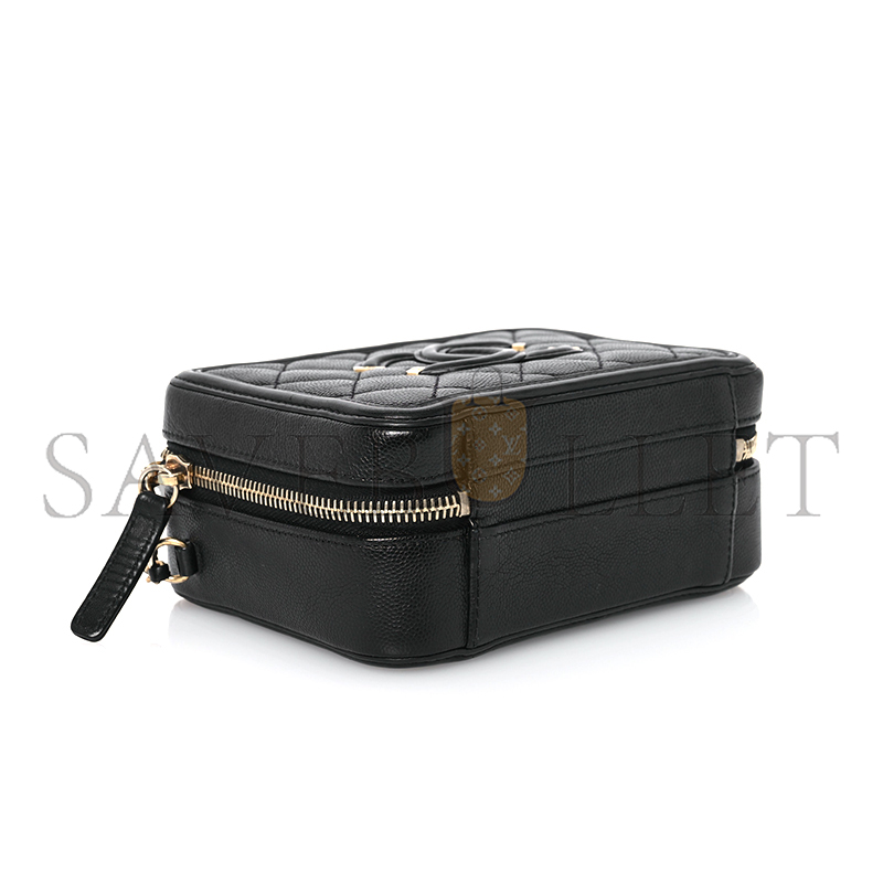CHANEL CAVIAR QUILTED SMALL CC FILIGREE VANITY CASE 1585770 (16*12*7cm)